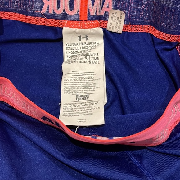 Blue and pink children’s Under Armour capri-styled leggings. - Picture 4 of 4